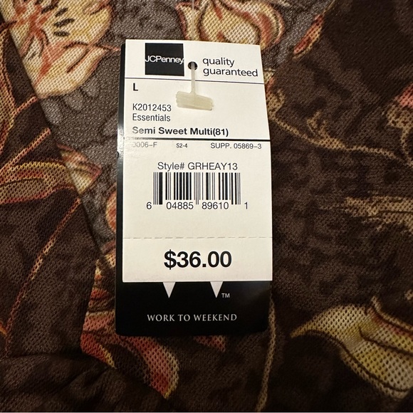 JCPenny boho fall colors V-neck bell sleeve shirt - Picture 3 of 12